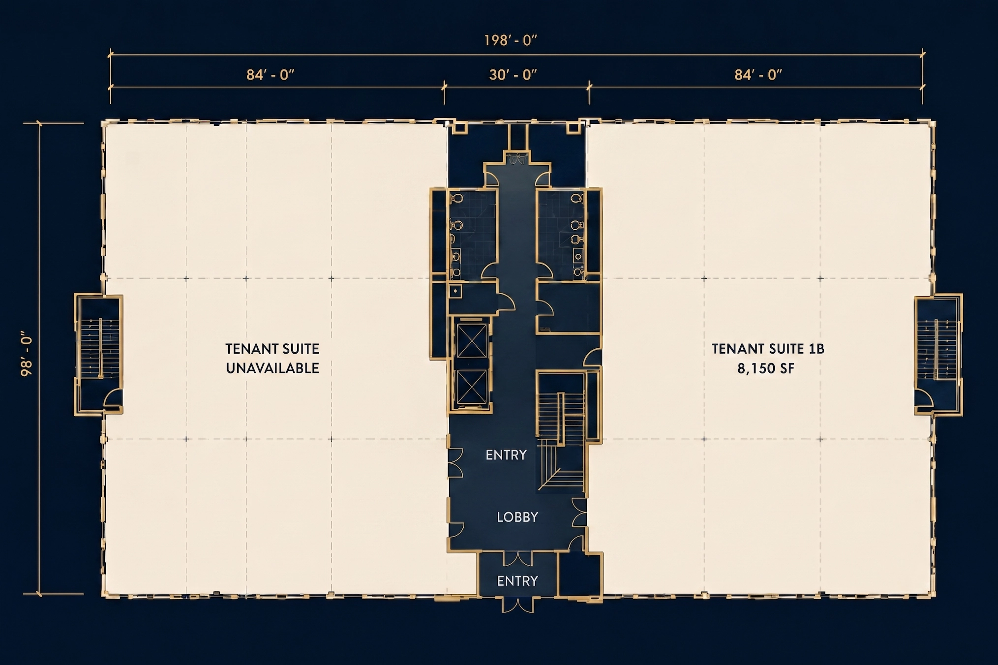 First floor plan - Tenant Suite 1B, 8,150 square feet