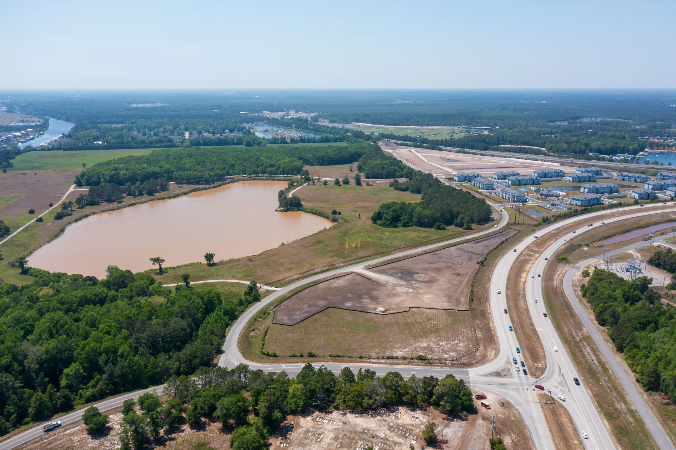 Aerial view of The CURRENT Building site and surrounding corridor - April 2026